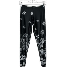 BRAVE NEW LOOK / black gray novelty dog paw printed leggings / S